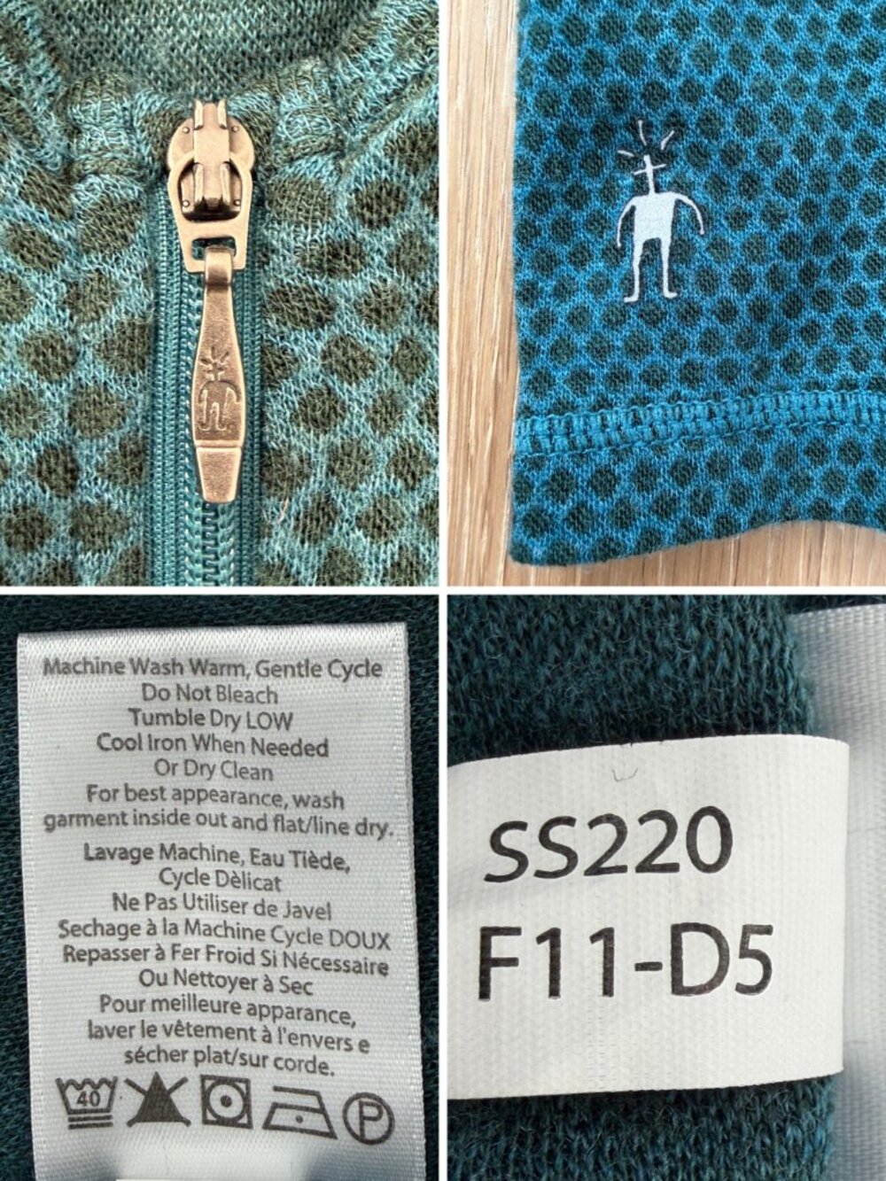 Smartwool Shirt Women Medium Merino Wool Hoodie 1/2 Zip Teal Blue Base Layer - Picture 12 of 13
